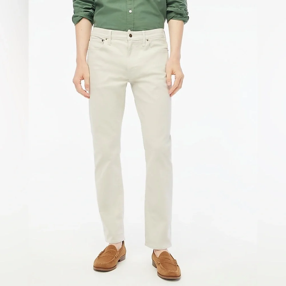 NWT J.Crew Factory Straight-fit garment-dyed five-pocket pant in Stone 35 x 30